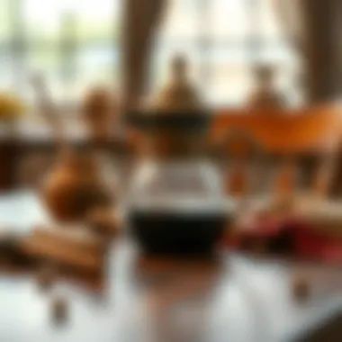 Traditional Turkish coffee pot on a wooden table