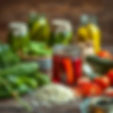 Essential Ingredients for Pickling Ingredients laid out for crafting delicious pickles