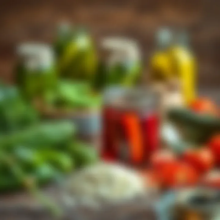Essential Ingredients for Pickling Ingredients laid out for crafting delicious pickles