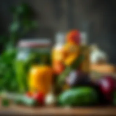 Fresh Summer Vegetables for Pickling Vibrant summer vegetables ready for pickling