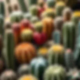 A variety of unique cacti showcasing their distinct shapes and colors
