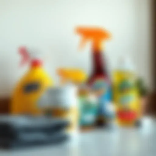 Various cleaning products for wall cleaning