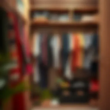 Clothes arranged neatly in a wardrobe