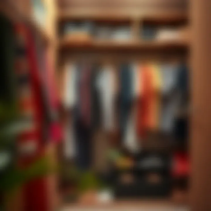 Clothes arranged neatly in a wardrobe