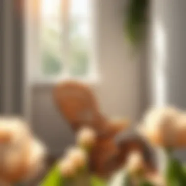 Charming wicker chair placed in a sunlit nook