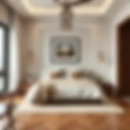 A serene bedroom setup emphasizing bed orientation