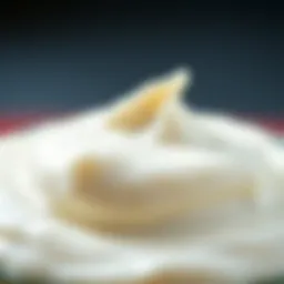 A close-up view of freshly fermented yogurt showcasing its creamy texture and richness.